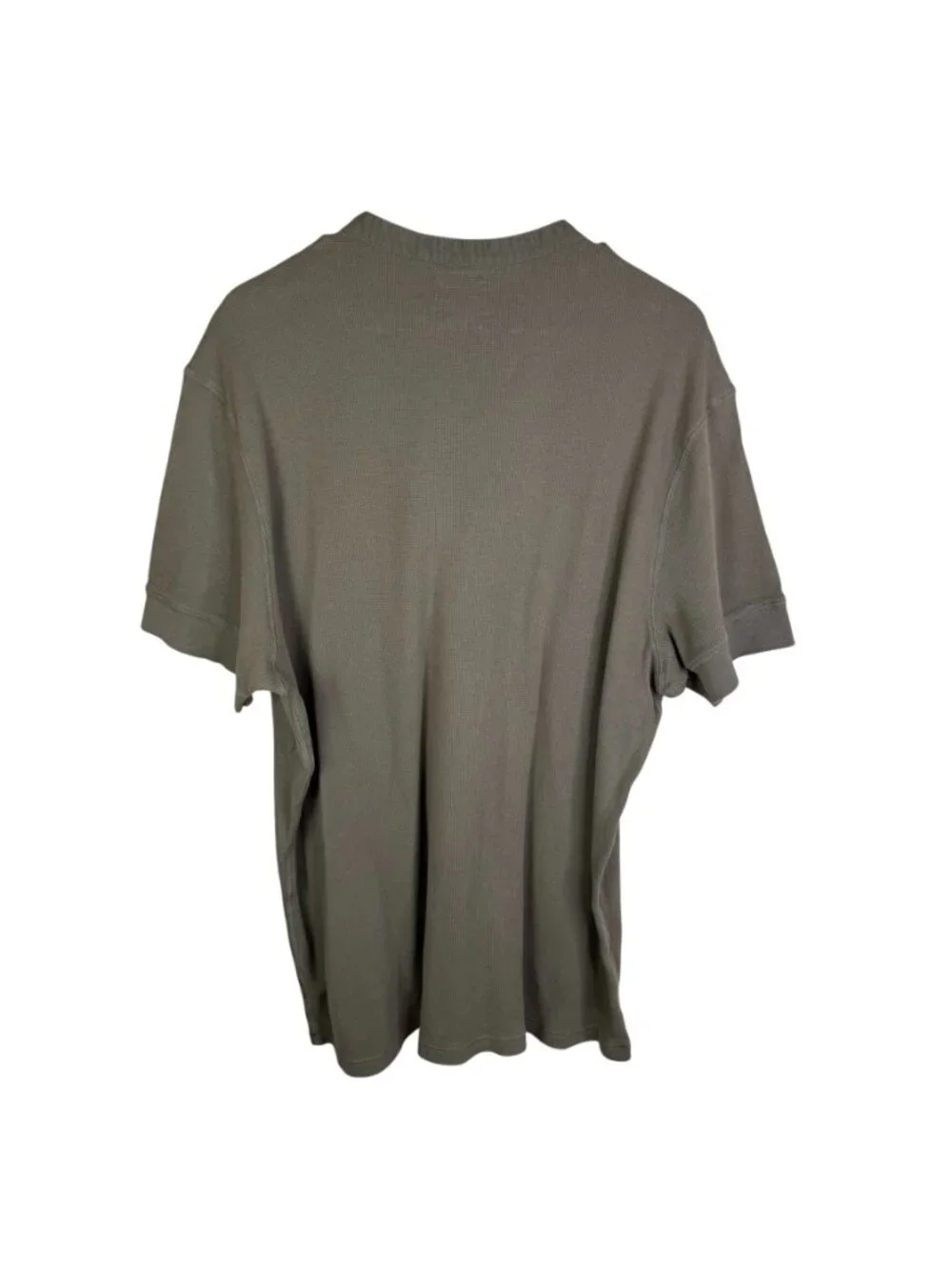 Martin + Osa Olive Green Short Sleeve Waffle Knit Henley T-Shirt, Size XL - Picture 2 of 5